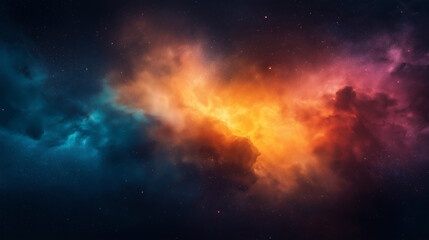 A colorful space background with a yellow cloud in the middle