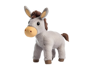 Toy donkey isolated on transparent or white background
