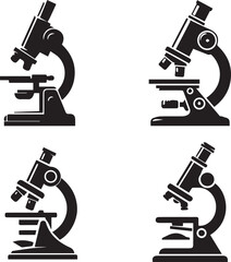 Microscope silhouette, Microscope icon, Microscope vector, 