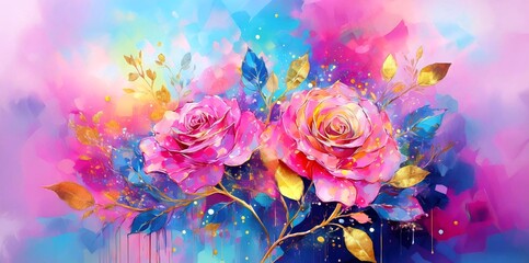 Zarte Rosen Aquarell Abbildung Karten oder Wandkunst Design