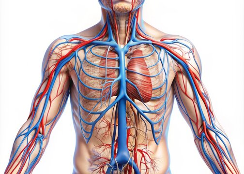 Illustration of Arm Arterial and Venous System for Anatomy Atlas