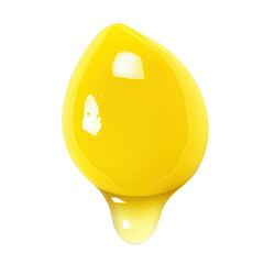 A single drop of honey, glistening and golden, drips down against a black background.