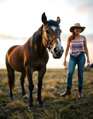 Fototapeta premium person with horse