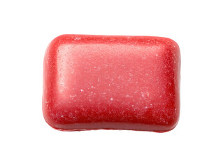 Single red chewing gum piece isolated on transparent or white background