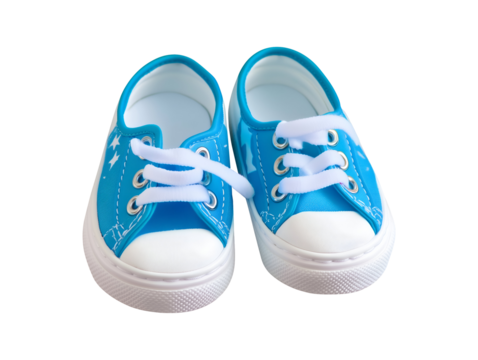 Pair of blue baby sneakers isolated on transparent or white background - Powered by Adobe