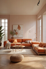 Fototapeta premium modern living room with orange color scheme
