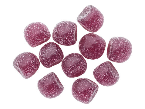 Collection set of sugar-coated gummy candies isolated on transparent or white background
