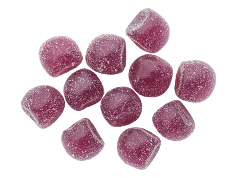 Collection set of sugar-coated gummy candies isolated on transparent or white background