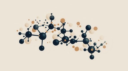 minimalist graphic design of mono amino acid molecule clean lines muted color palette scientific accuracy with artistic flair educational and decorative evoking chemistry and medicine