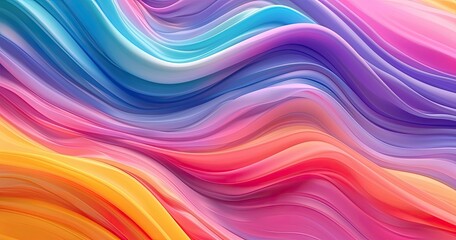 A vibrant, flowing abstract design featuring smooth, wavy lines in a gradient of colors, evoking a sense of movement and energy.