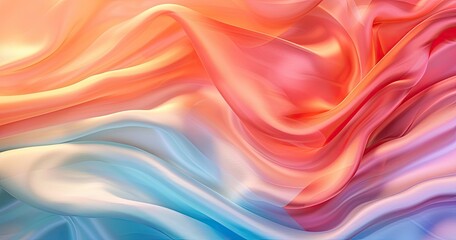 Fototapeta premium A vibrant, flowing abstract design featuring soft waves of color blending together, creating a sense of movement and fluidity.