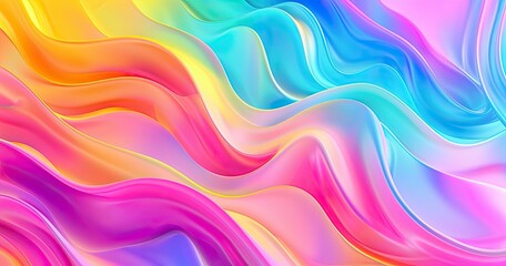 Obraz premium A vibrant, flowing abstract design featuring waves of color in shades of pink, blue, and yellow, evoking a sense of movement.