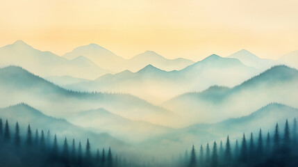 Obraz premium The mountains are covered in trees and the sky is a beautiful shade of blue