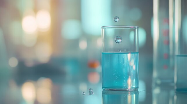 Concept of chemical, scientific experiment, monkeypox virus. Closeup, copy space on right. Chemistry experiments in science labs. Drop chemical matter into test tube place on desk. Blurred background