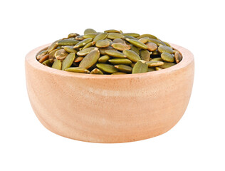 Pumpkin Seed in wood bowl on transparent png