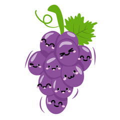Cartoon Grape Illustration. Cute Grape Character