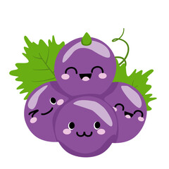 Cartoon Grape Illustration. Cute Grape Character