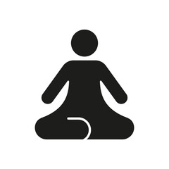 Yoga Silhouette Icon. Person Sitting in Meditative Posture. Wellness, Fitness, and Relaxation. Human Figure in Cross-Legged Position. Isolated Vector Illustration