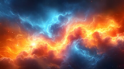 Abstract backdrop with vivid fractal lightning effects, featuring a dynamic and eye-catching design. 3D realistic rendering captures the vibrant and popular elements of the wallpaper.