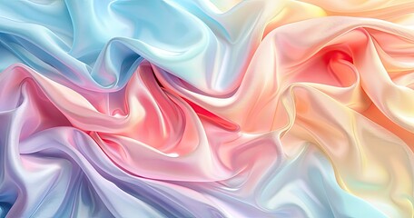 Obraz premium A vibrant, flowing fabric showcasing soft pastel colors, creating a sense of elegance and fluidity.