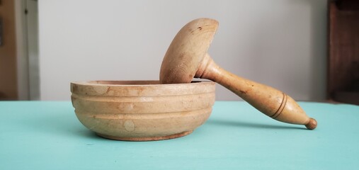 Wooden Pestle and Mortar