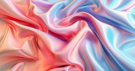 Obraz premium A vibrant, flowing fabric with soft gradients of pink and blue, creating an elegant and dreamy visual effect.