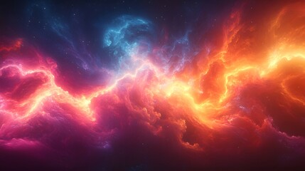 Striking abstract design with vibrant fractal lightning in a spectrum of colors. 3D realistic rendering captures the energetic and dynamic nature of the wallpaper.