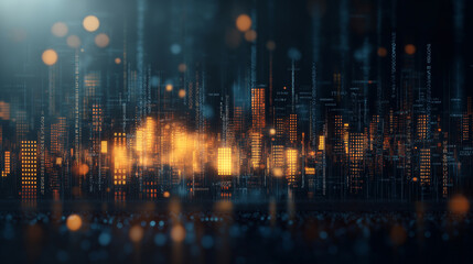 Fototapeta premium A cityscape with a lot of lights and a blurry background