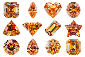 PNG orange diamond element set, transparent background