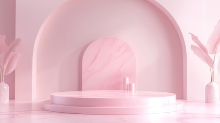 Rose Quartz Crystal Minimalistic Product Display Podium.