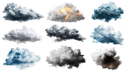 PNG storm cloud design element set, transparent background