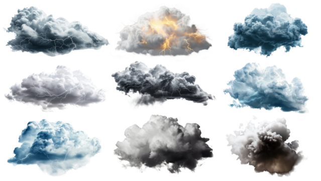PNG storm cloud design element set, transparent background