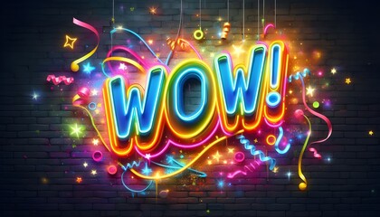 Wow neon graffiti illustration 