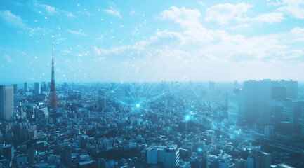 Metaverse abstracts and innovates modern cities and architecture, Urban city network, City Network of modern city