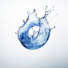 Blue water splash isolated on white and blue background