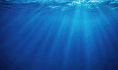 Sunlight streams through the ocean water, illuminating the deep blue depths