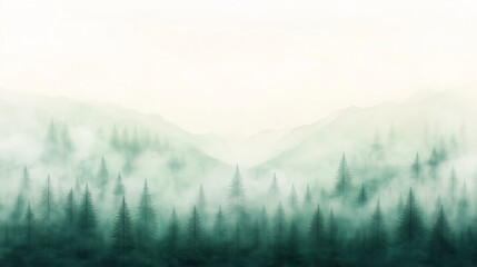 A forest with trees and mountains in the background