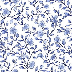 A pattern with a floral design in cobalt blue