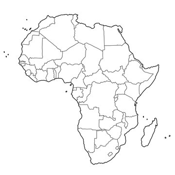 Africa outline map with border. Hand drawn illustration vector.	
