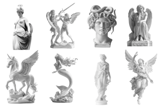 PNG aesthetic statue element set, transparent background