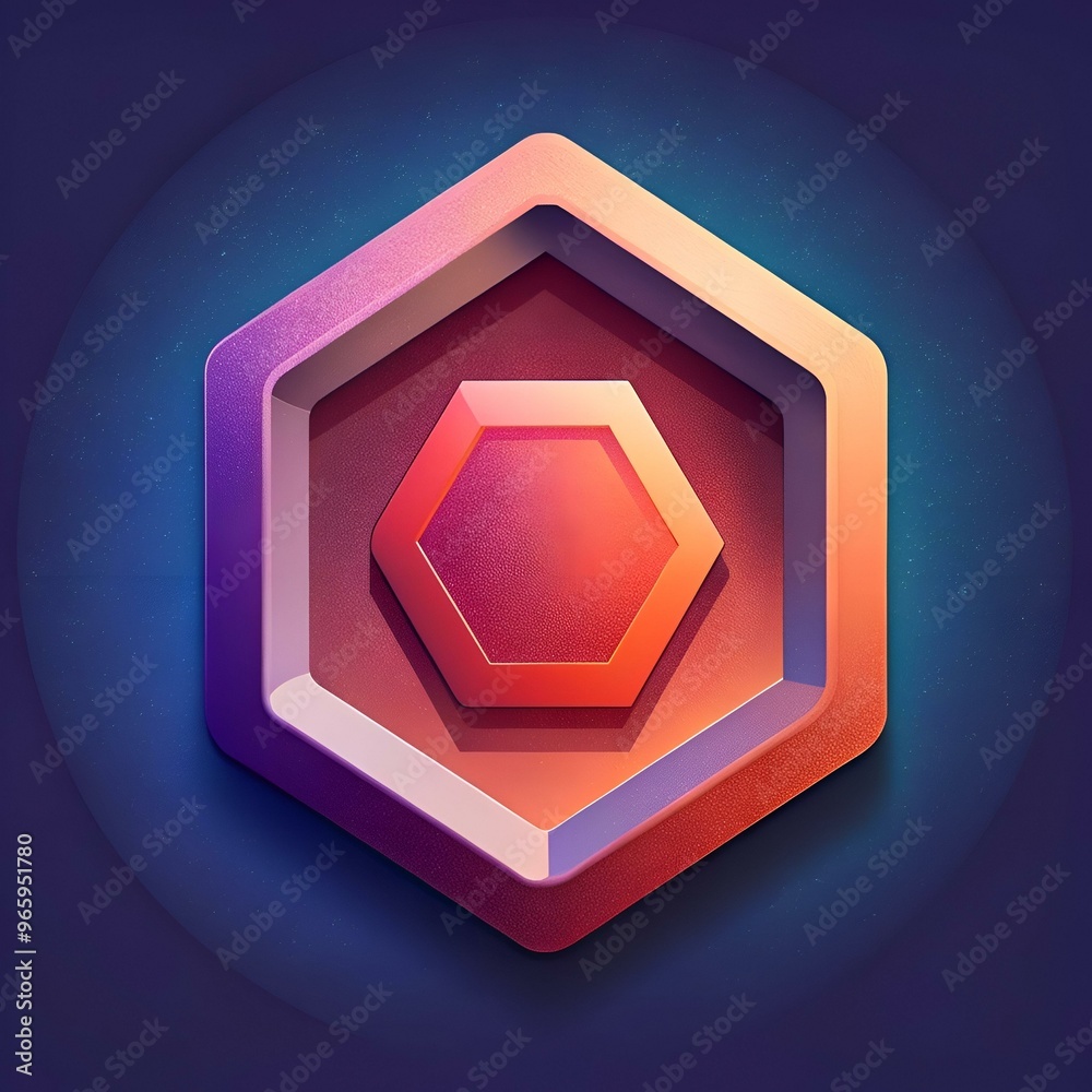 Wall mural A vibrant and modern hexagonal icon with a 3D effect. perfect for app interfaces. game designs. or futuristic branding.