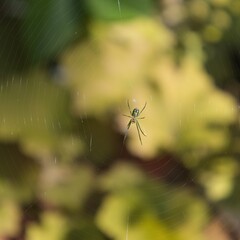 Leucauge venusta spider in the middle of the web