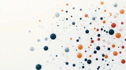 Fototapeta premium A colorful image of many small spheres, some of which are orange, blue