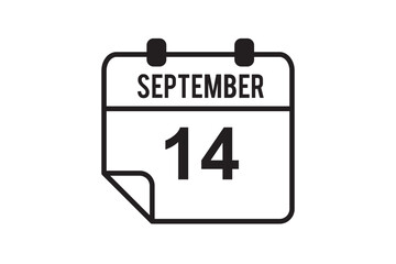 14th September calendar icon. September 14 calendar Date Month icon. Isolated on blue background