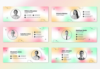 Set of Gradient Creative Email Signature Layout