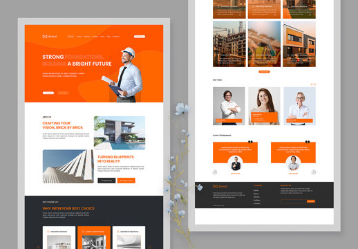 Corporate Construction Landing Page UX UI Design Layout
