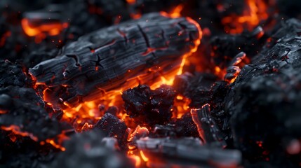 burning charcoal on a barbecue