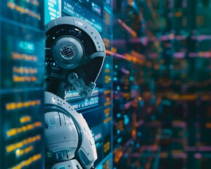 AI Driven Financial Trading System Analyzing Market Data and Executing Trades in a High Tech Finance Hub