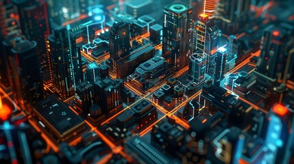 Obraz premium AI Powered Digital Twin of a Futuristic Smart City Optimizing Infrastructure and Resources in Real Time