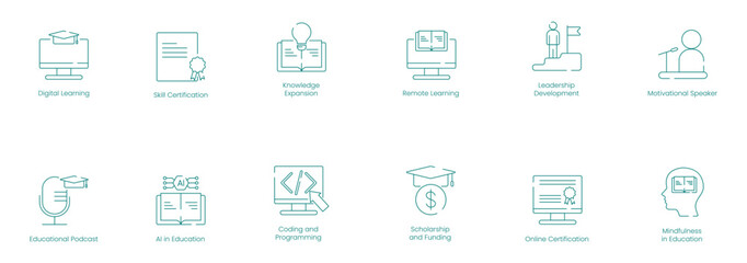 Fototapeta premium Focused Learning and Development Vector Icons